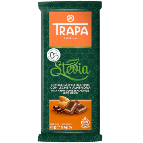 Czekolada mleczna z migdałami bez dodatku cukru 75g Trapa