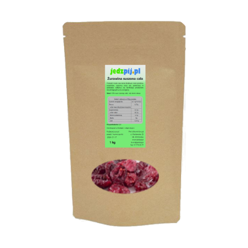 Żurawina suszona cała słodzona sokiem jabłkowym 500g